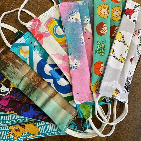 Set of 2 Kids Handmade in USA Cotton Face Mask - Picture 1 of 13